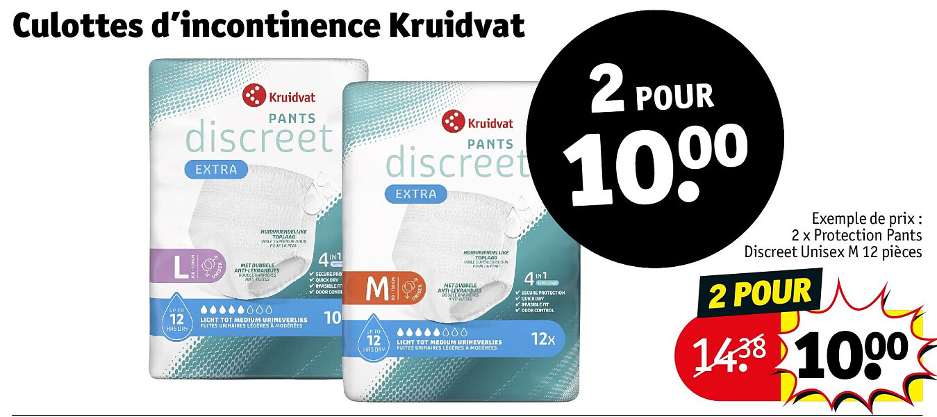 Culottes d’incontinence Kruidvat 2 POUR
