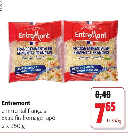 Entremont emmental français Extra fin fromage râpé 2 x 250 g