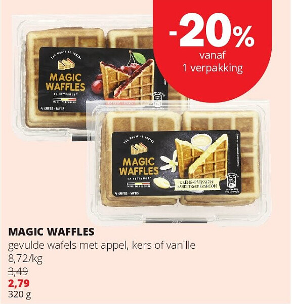 MAGIC WAFFLES gevulde wafels met appel, kers of vanille