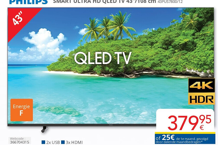 SMART ULTRA HD QLED AMBILIGHT TV 43 43PUS8500/12