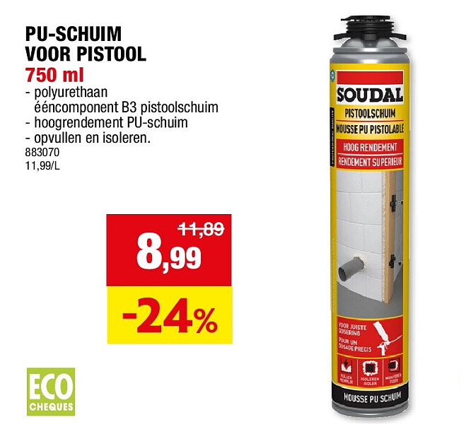 PU-SCHUIM VOOR PISTOOL 750 ml