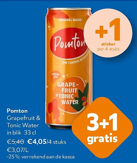 Pomton Grapefruit & Tonic Water in blik 33 cl