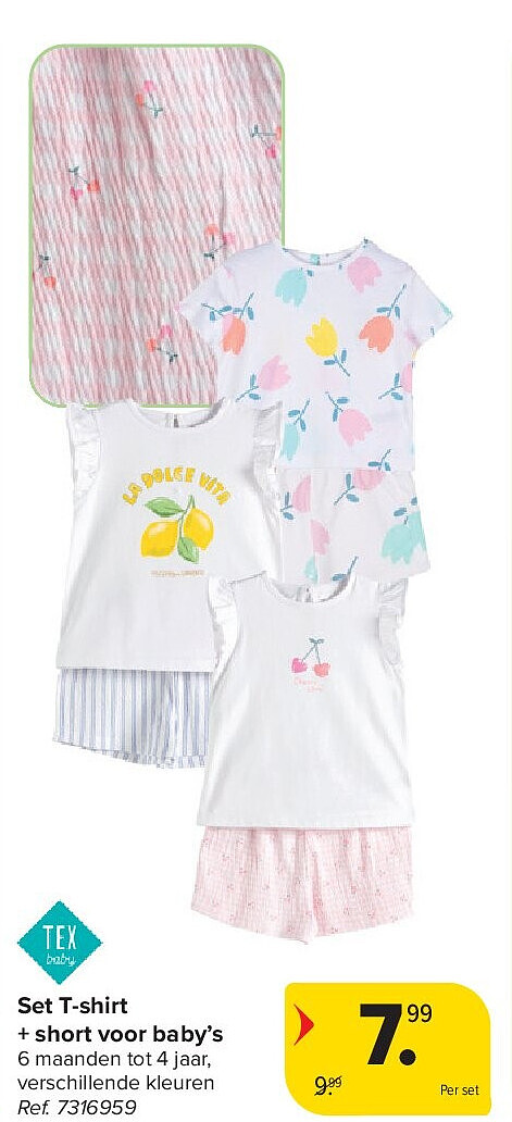 Set T-shirt + short voor baby’s