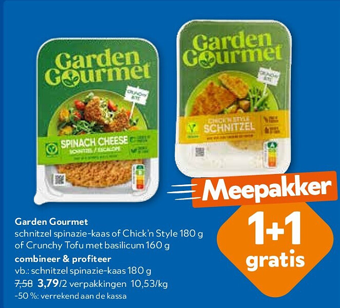 Garden Gourmet schnitzel spinazie-kaas 180 g