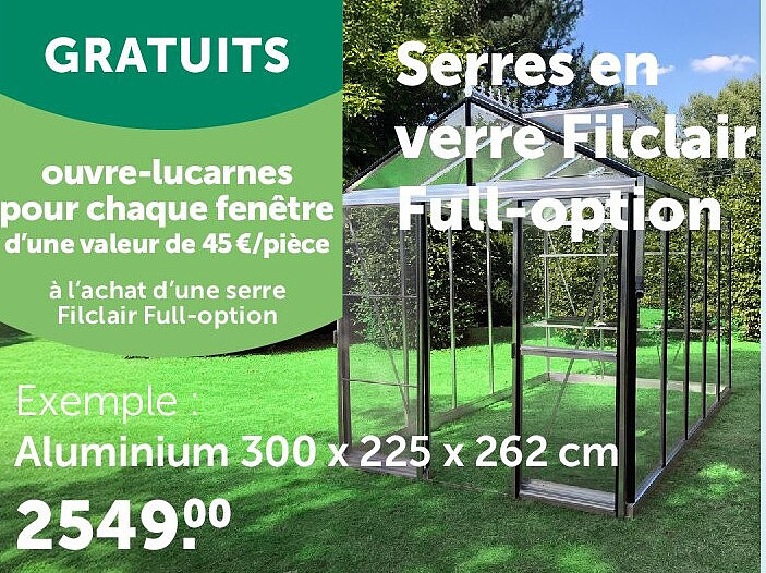 Serres en verre Filclair Full-option