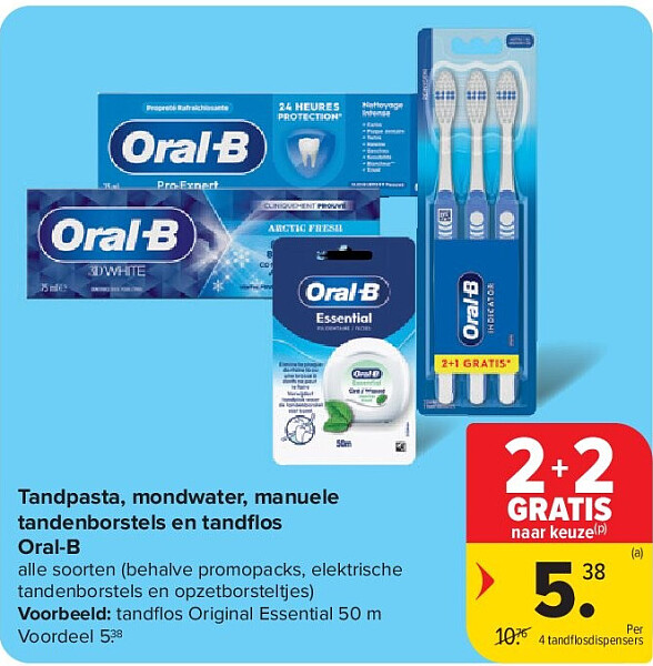 Tandpasta, mondwater, manuele tandenborstels en tandfl os Oral-B