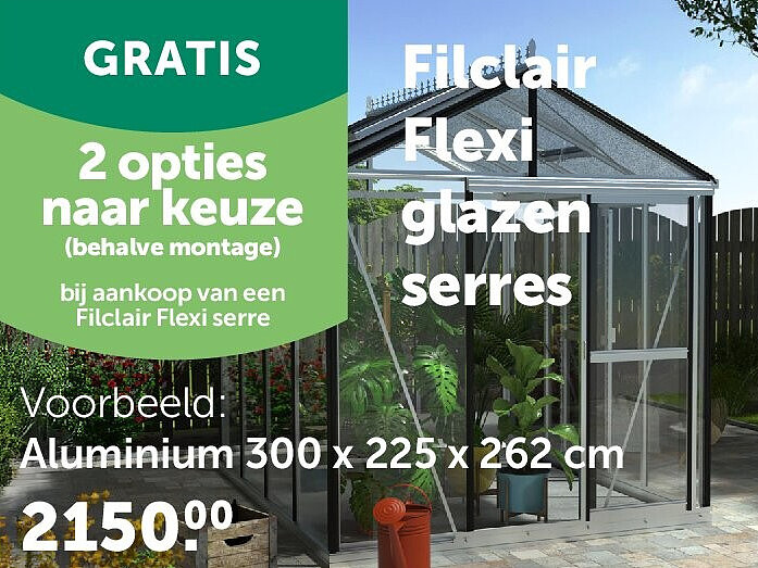 Filclair Flexi glazen serres Aluminium 300 x 225 x 262 cm