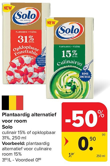 Plantaardig alternatief voor room Solo