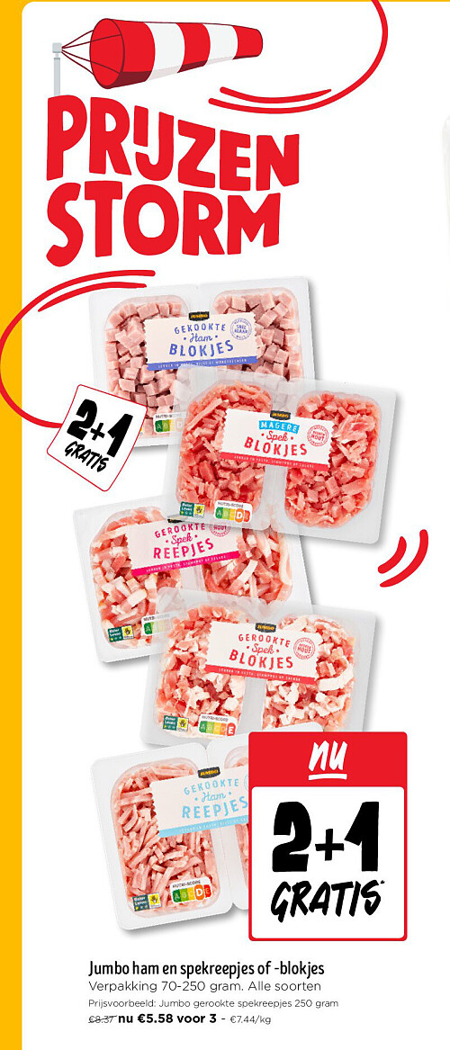 Jumbo ham en spekreepjes of -blokjes