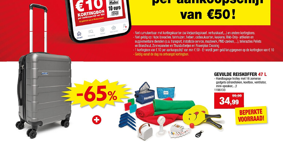 GEVULDE REISKOFFER 47 L