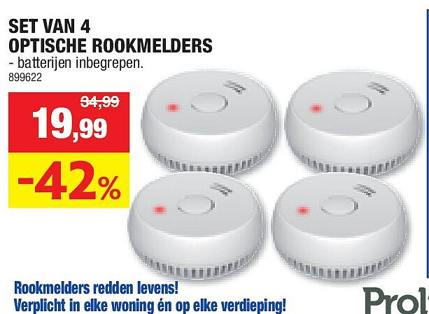 SET VAN 4 OPTISCHE ROOKMELDERS