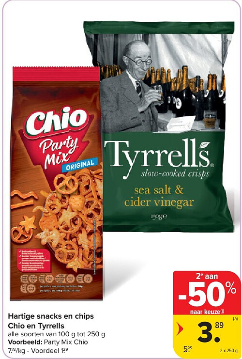 Hartige snacks en chips Chio en Tyrrells