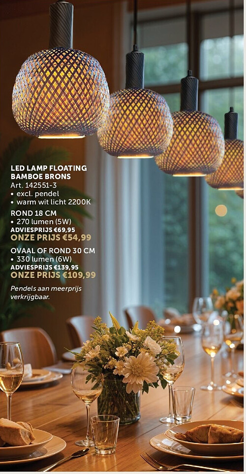 LED LAMP FLOATING BAMBOE BRONS