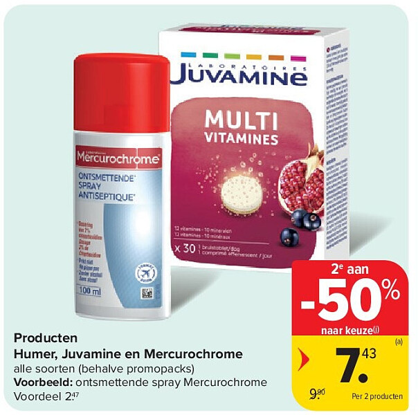Producten Humer, Juvamine en Mercurochrome