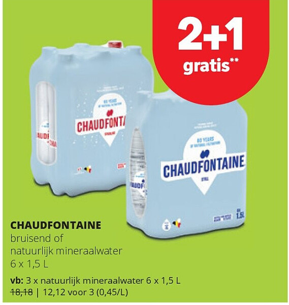 CHAUDFONTAINE natuurlijk mineraalwater 6 x 1,5 L