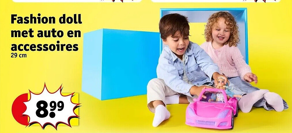 Fashion doll met auto en accessoires