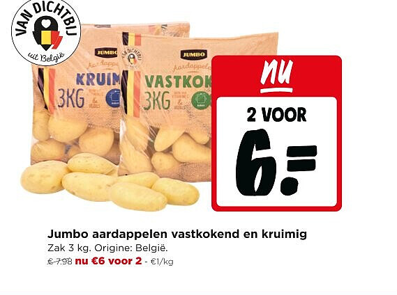 Jumbo aardappelen vastkokend en kruimig