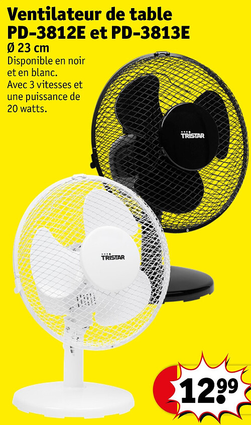 Ventilateur de table PD-3812E et PD-3813E Ø 23 cm