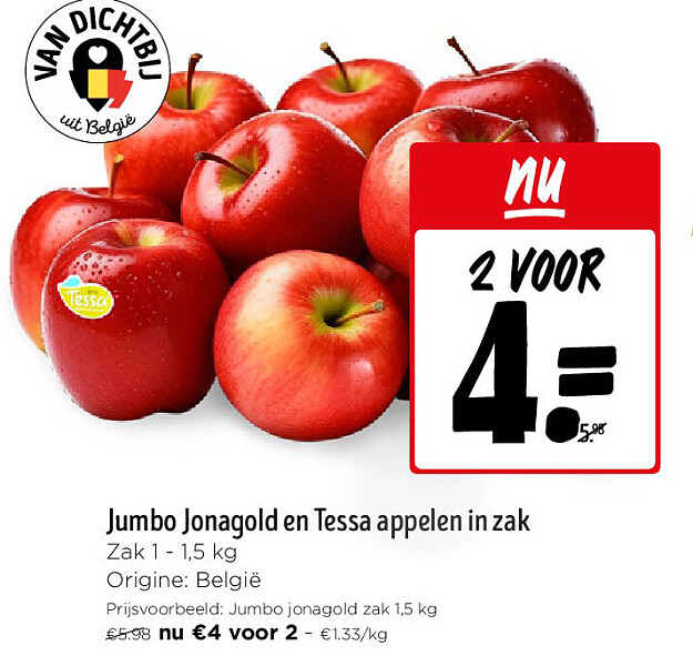Jumbo Jonagold en Tessa appelen in zak