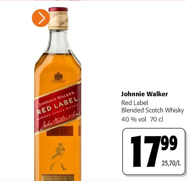 Johnnie Walker Red Label Blended Scotch Whisky 40 % vol 70 cl