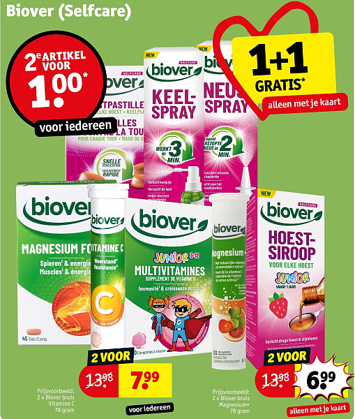 2 x Biover bruis Magnesium+ 78 gram