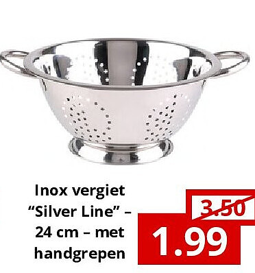 Inox vergiet “Silver Line” – 24 cm – met handgrepen
