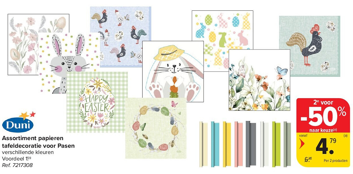 Assortiment papieren tafeldecoratie voor Pasen