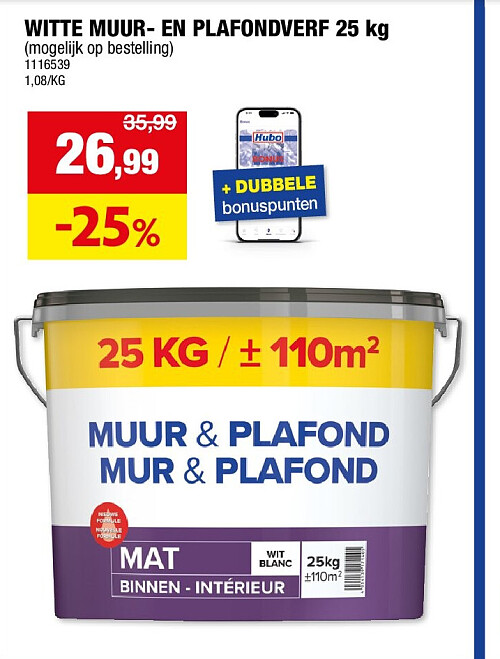 WITTE MUUR- EN PLAFONDVERF 25 kg