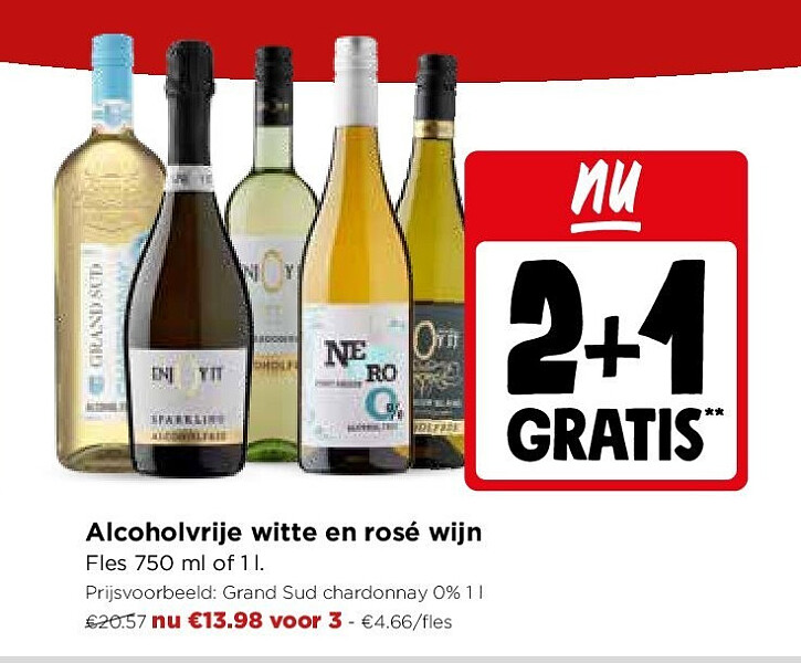 Alcoholvrije witte en rosé wijn