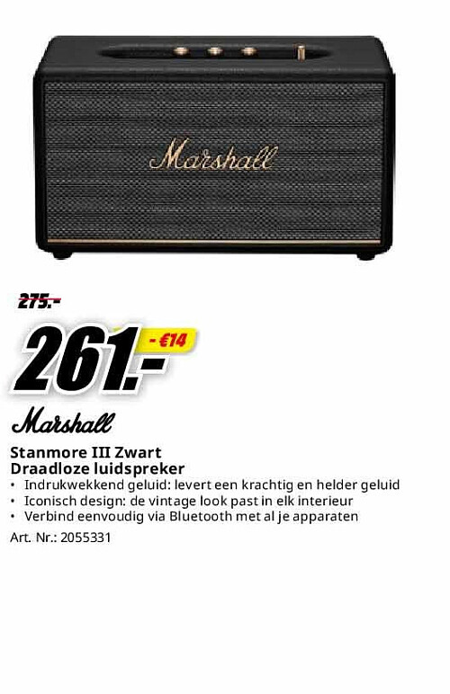 Stanmore III Zwart Draadloze luidspreker