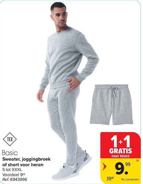 Sweater, joggingbroek of short voor heren