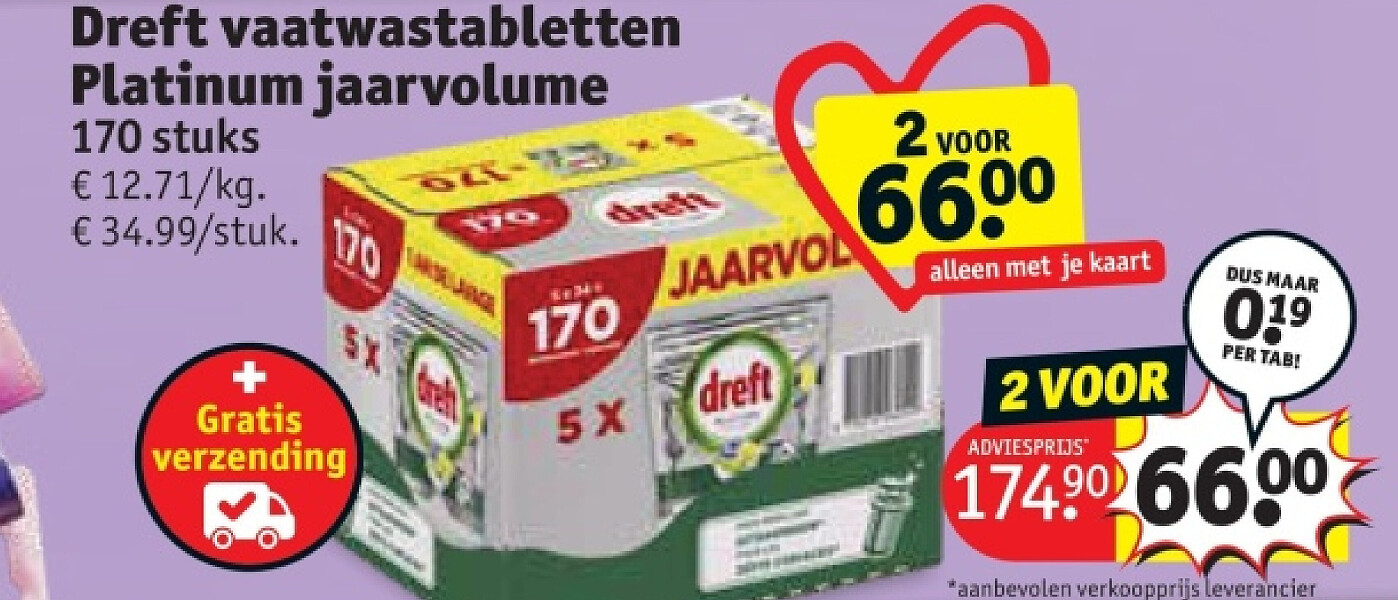 Dreft vaatwastabletten Platinum jaarvolume