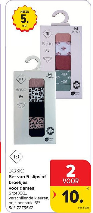 Set van 5 slips of broekjes voor dames