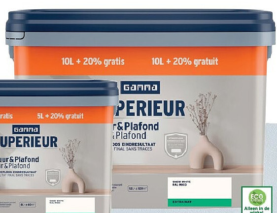 Superieur muurverf RAL9003 extra mat 10+2 L