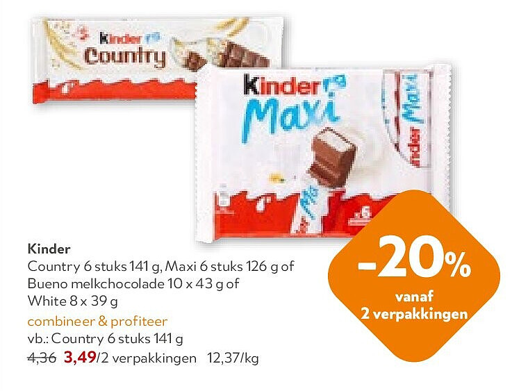 Kinder Country 6 stuks 141 g