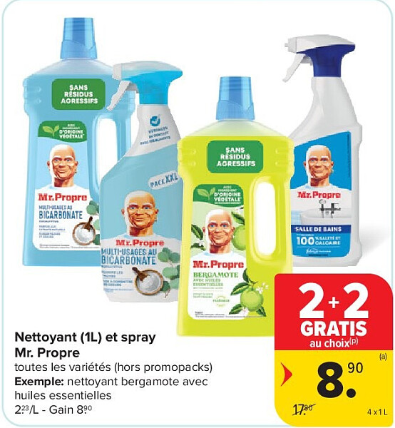 Nettoyant (1L) et spray Mr. Propre 4 x 1 L