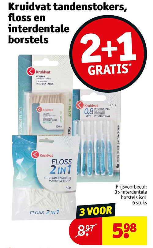 Kruidvat tandenstokers, floss en interdentale borstels