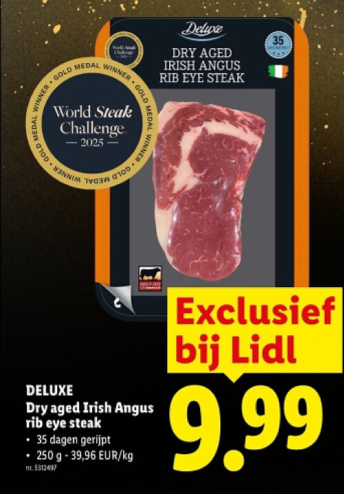Dry aged Irish Angus rib eye steak
