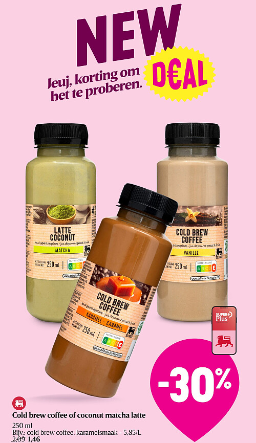 Cold brew coffee of coconut matcha latte
