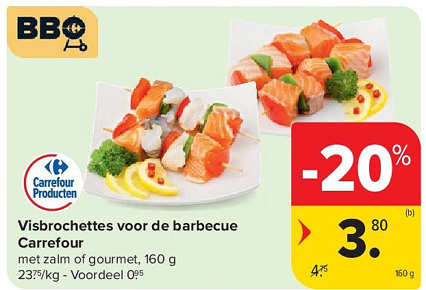 Visbrochettes voor de barbecue Carrefour