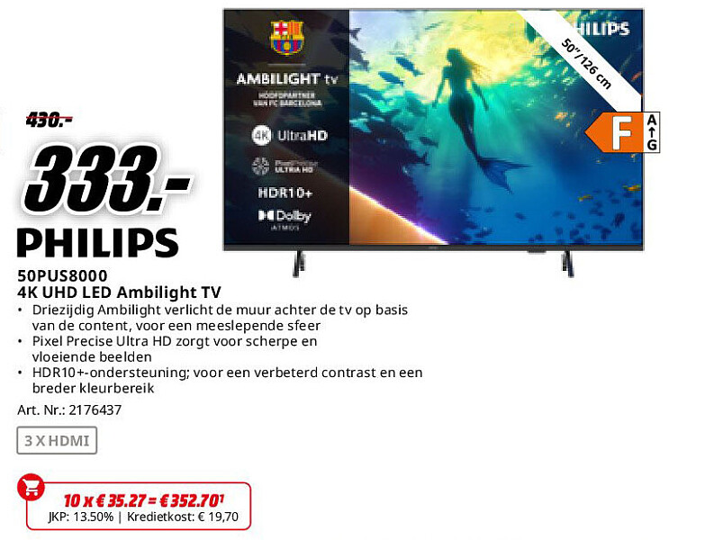 Philips 50PUS8000 4K UHD LED Ambilight TV