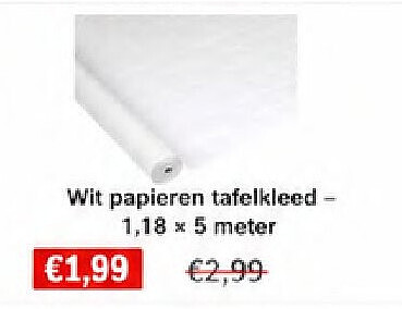 Wit papieren tafelkleed - 1,18 x 5 meter