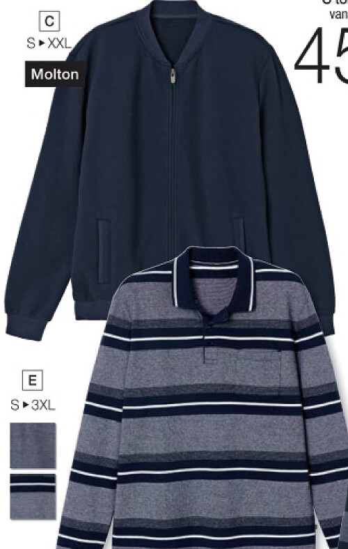 Vest in molton met rits