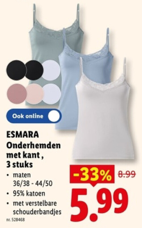 Onderhemden met kant, 3 stuks