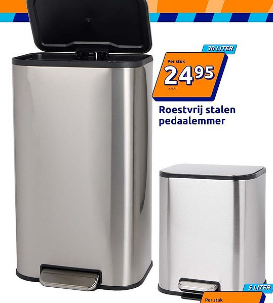 Roestvrij stalen pedaalemmer