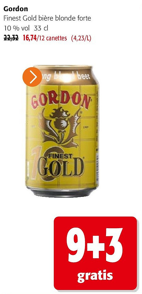 Gordon Finest Gold bière blonde forte 10 % vol 33 cl