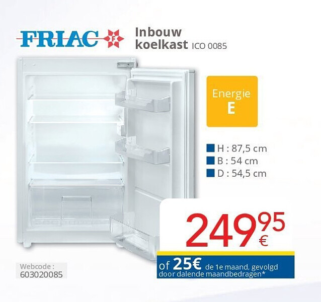 Friac Inbouw koelkast ICO 0085