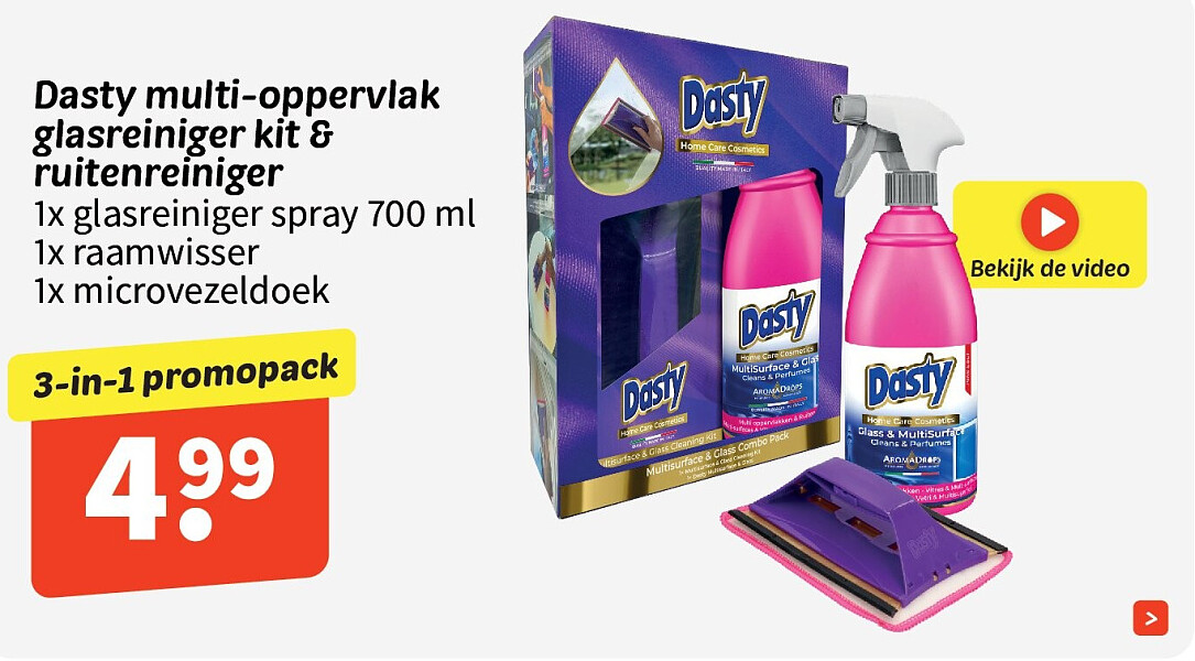 Dasty multi-oppervlak glasreiniger kit & ruitenreiniger