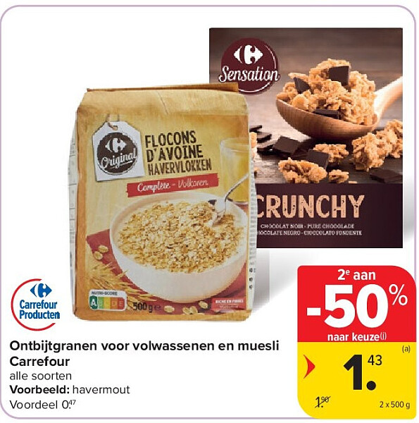 Ontbijtgranen voor volwassenen en muesli Carrefour