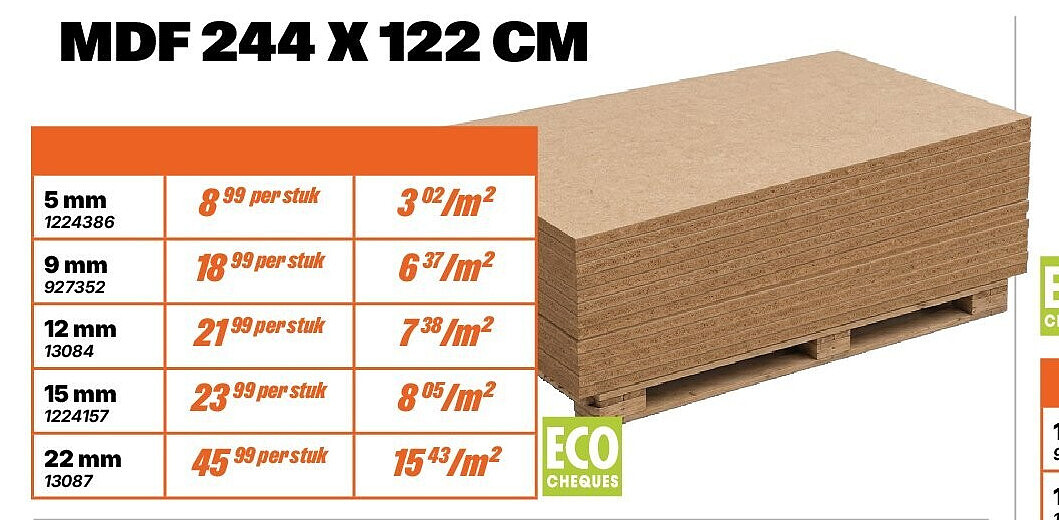 MDF 244 X 122 CM 15 mm